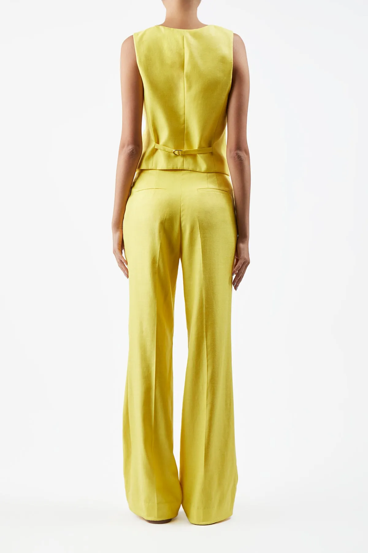 Coleridge Vest in Cadmium Yellow Virgin Wool and Silk Linen Twill sold by Gabriela Hearst product image thumbnail 4