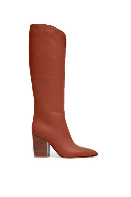 Cora High Knee Boot in Cognac Leather sold by Gabriela Hearst