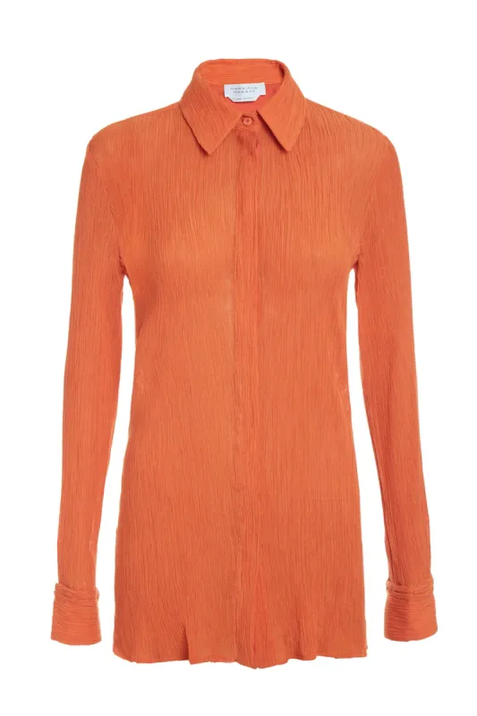Cruz Shirt in Spice Cotton Silk sold by Gabriela Hearst