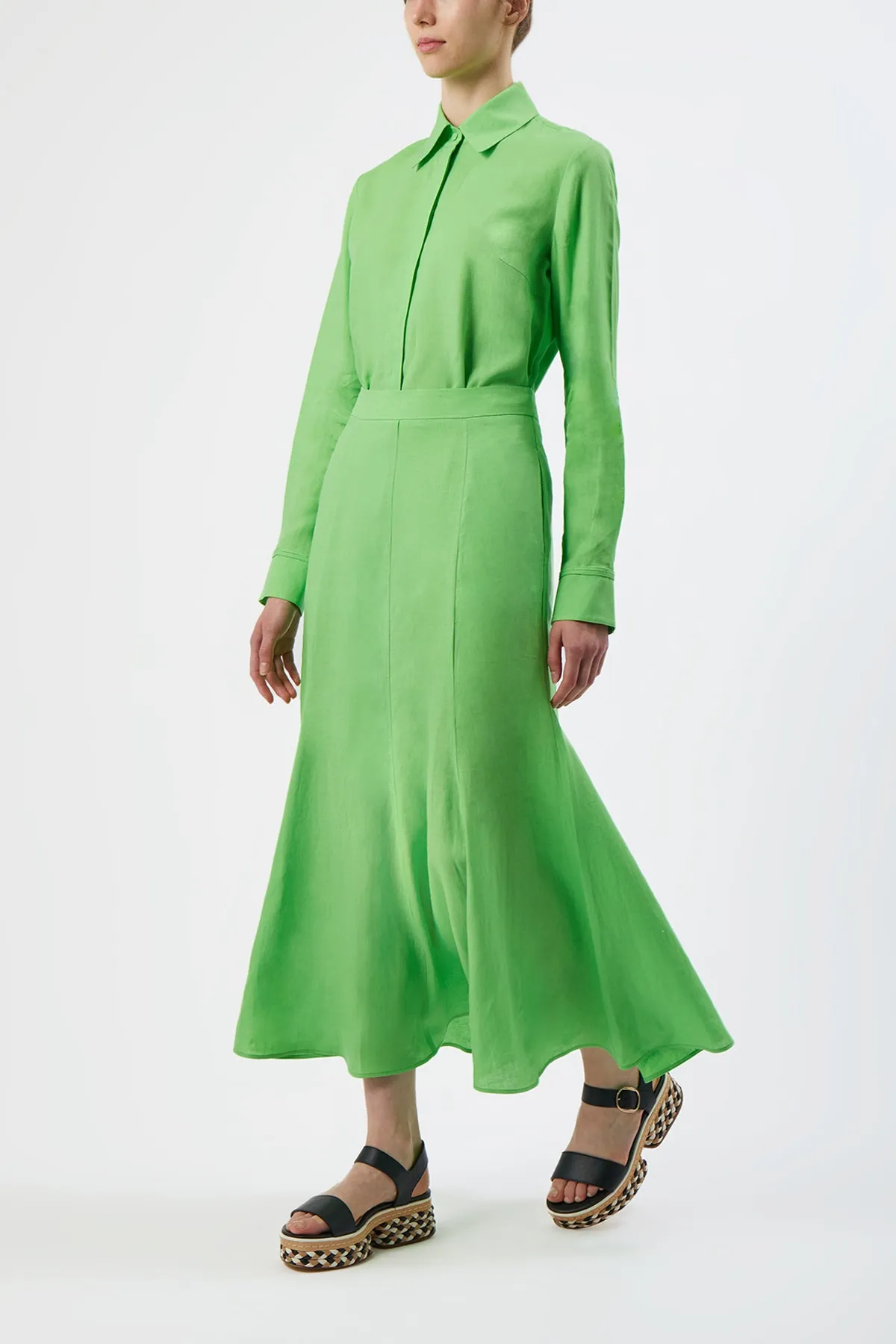Cruz Shirt in Fluorescent Green Aloe Linen sold by Gabriela Hearst product image thumbnail 4