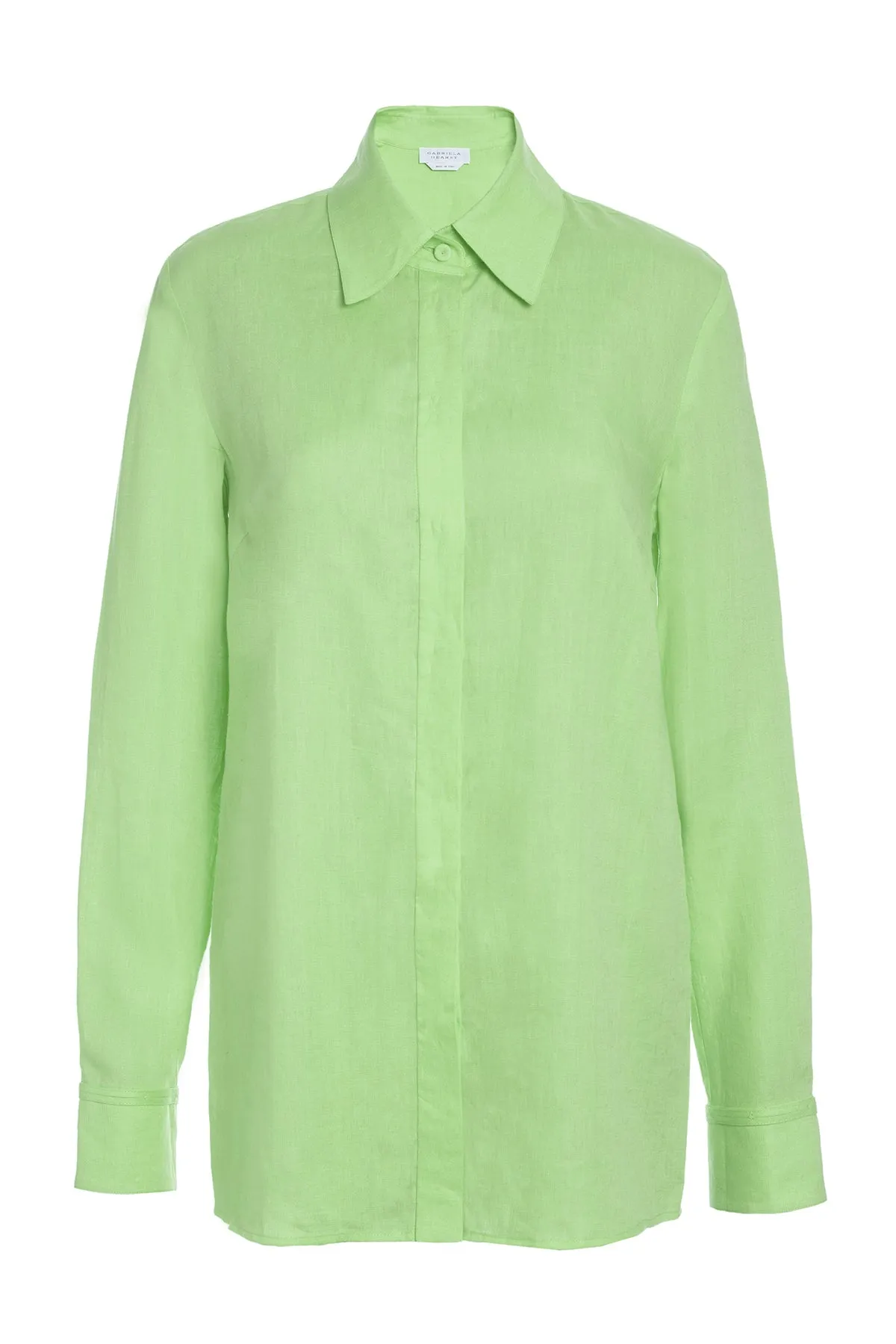 Cruz Shirt in Fluorescent Green Aloe Linen sold by Gabriela Hearst