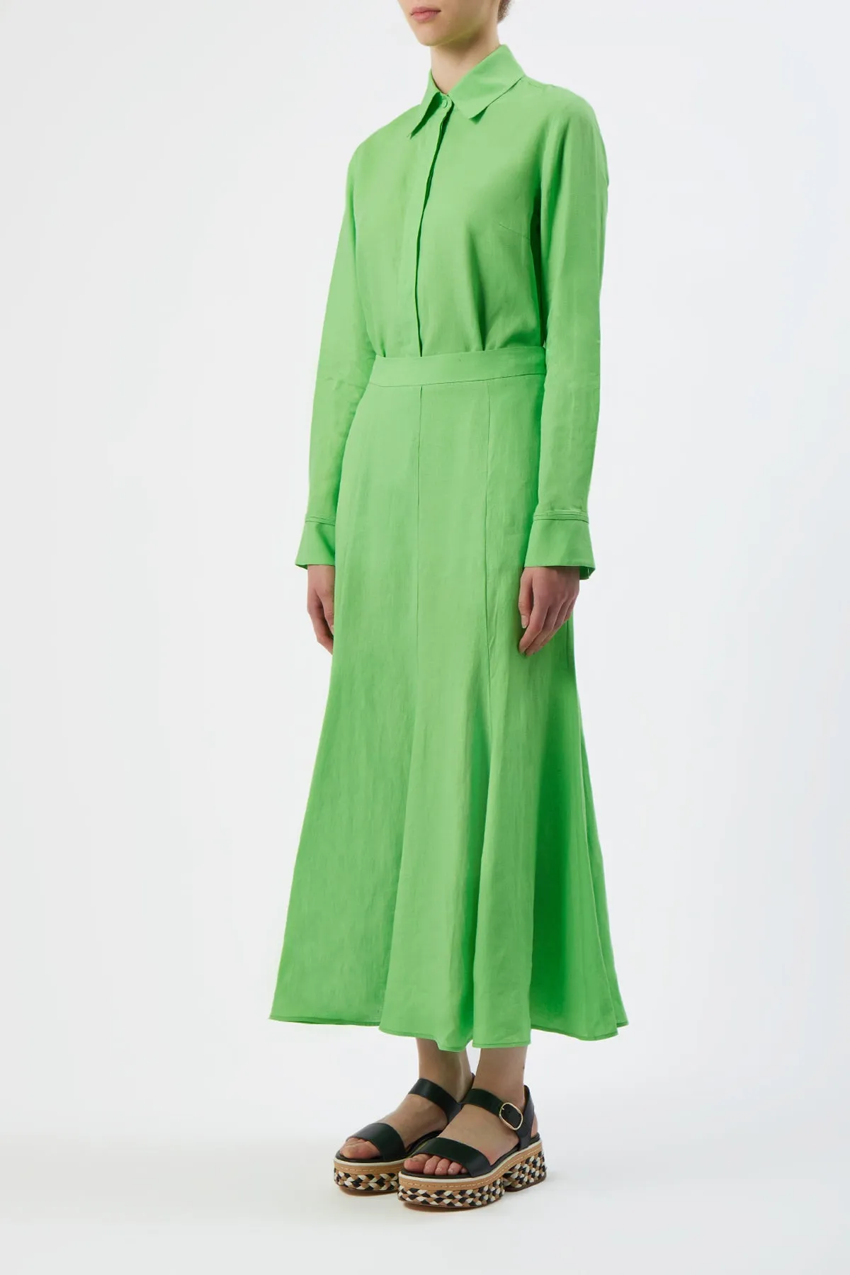 Cruz Shirt in Fluorescent Green Aloe Linen sold by Gabriela Hearst product image thumbnail 3
