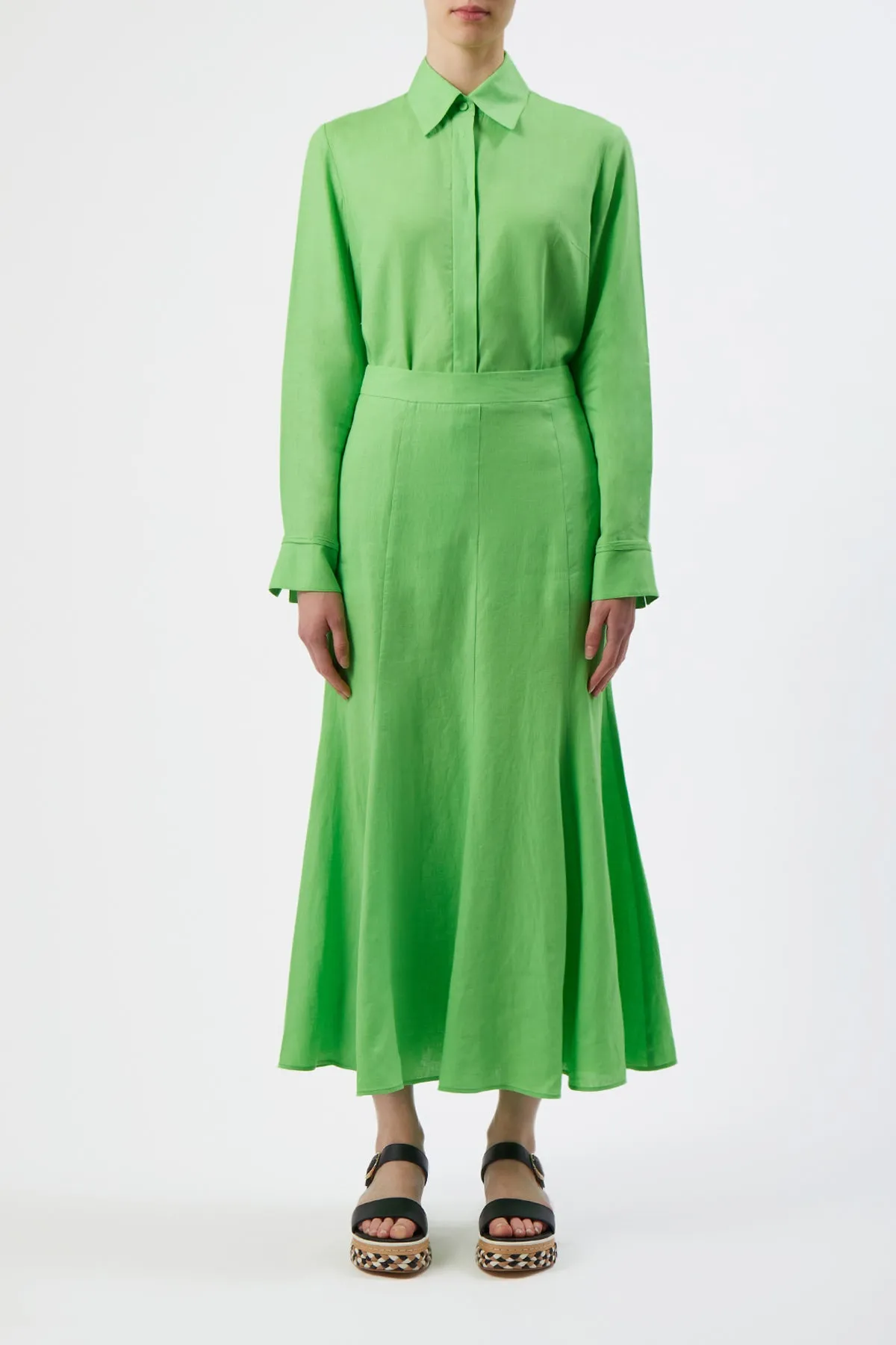Cruz Shirt in Fluorescent Green Aloe Linen sold by Gabriela Hearst product image thumbnail 2