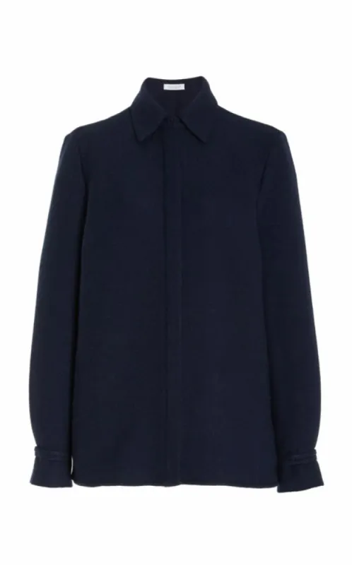 Cruz Shirt in Dark Navy Virgin Wool sold by Gabriela Hearst