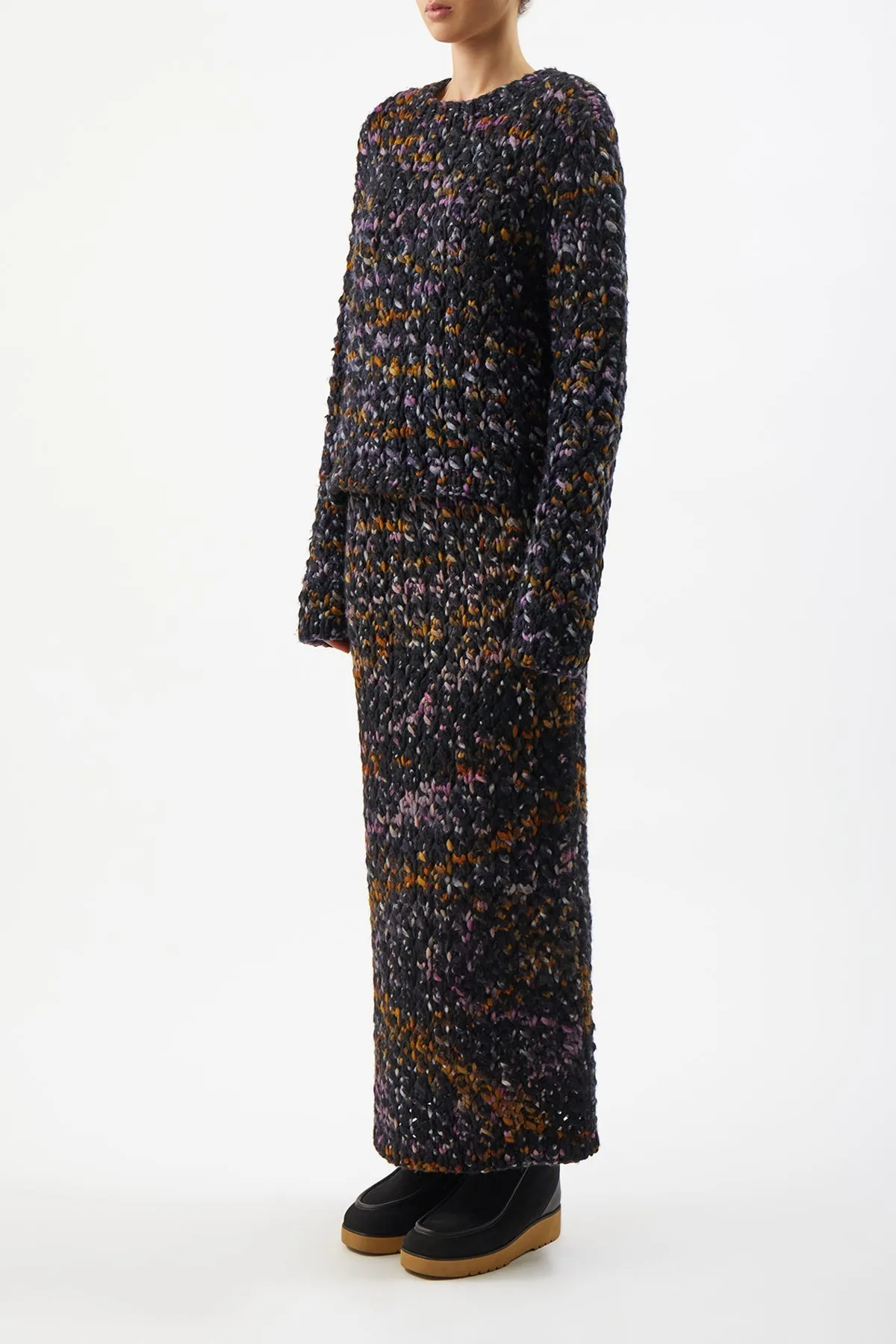 Collin Skirt in Black Multi Welfat Cashmere sold by Gabriela Hearst product image thumbnail 3