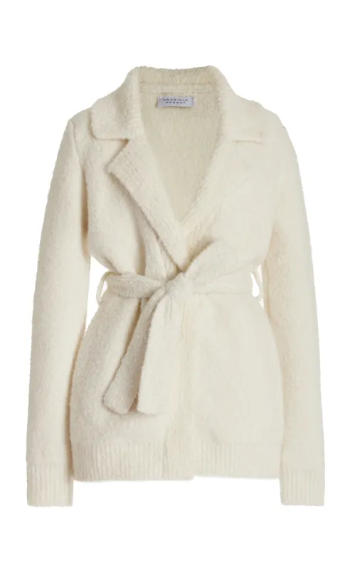 Coles Cardigan in Ivory Cashmere Silk Boucle sold by Gabriela Hearst