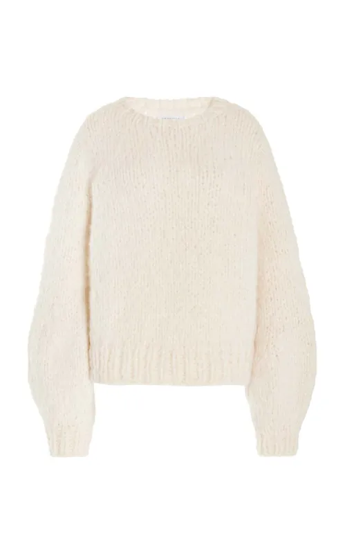 Clarissa Knit Sweater in Ivory Welfat Cashmere sold by Gabriela Hearst