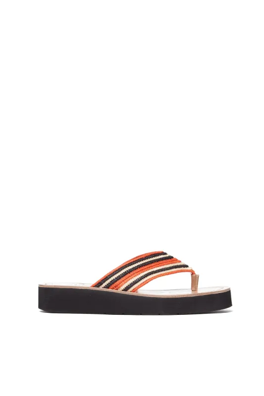 Clemence Crochet Flip Flop in Tonic Orange Multi Cotton sold by Gabriela Hearst