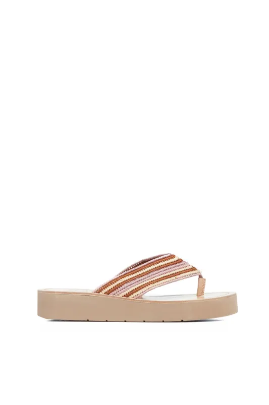 Clemence Crochet Flip Flop in Pink Multi Cotton sold by Gabriela Hearst