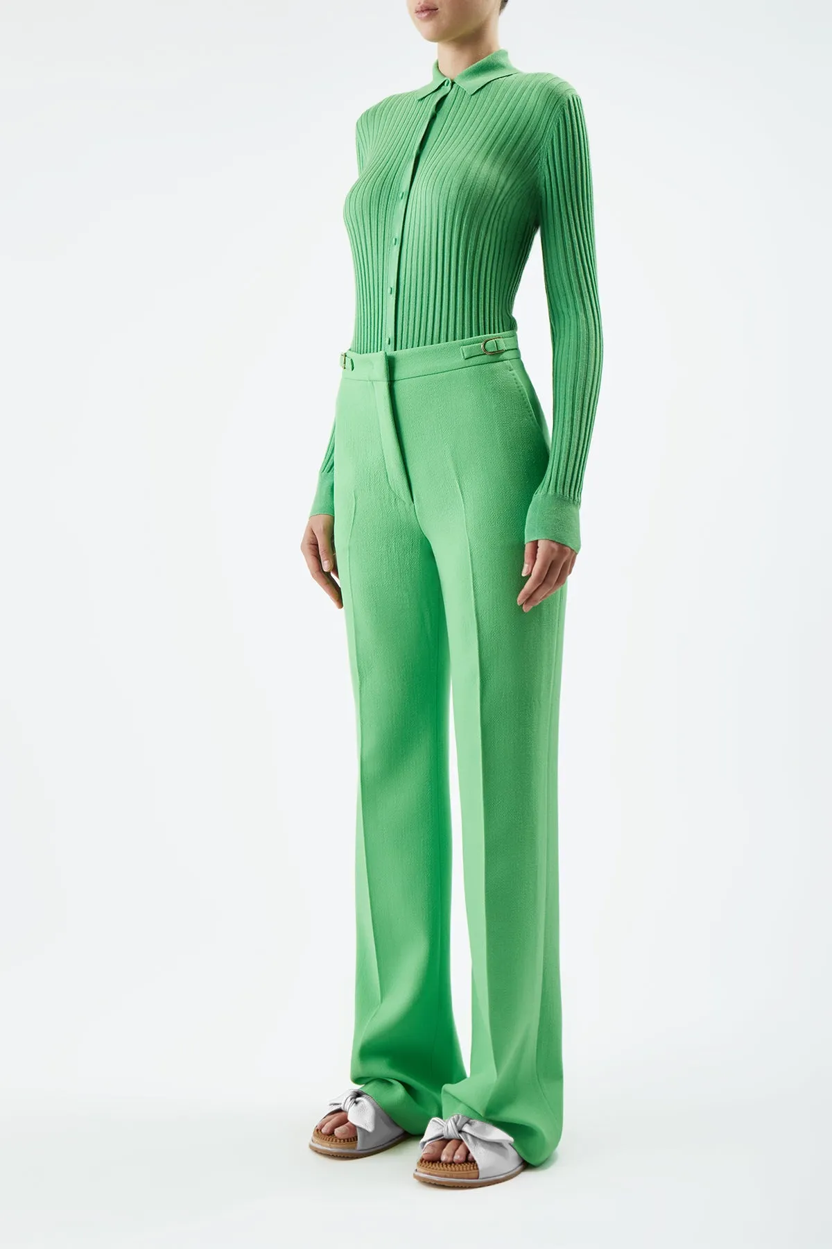 Cavalieri Knit Shirt in Fluorescent Green Cashmere Silk sold by Gabriela Hearst product image thumbnail 3