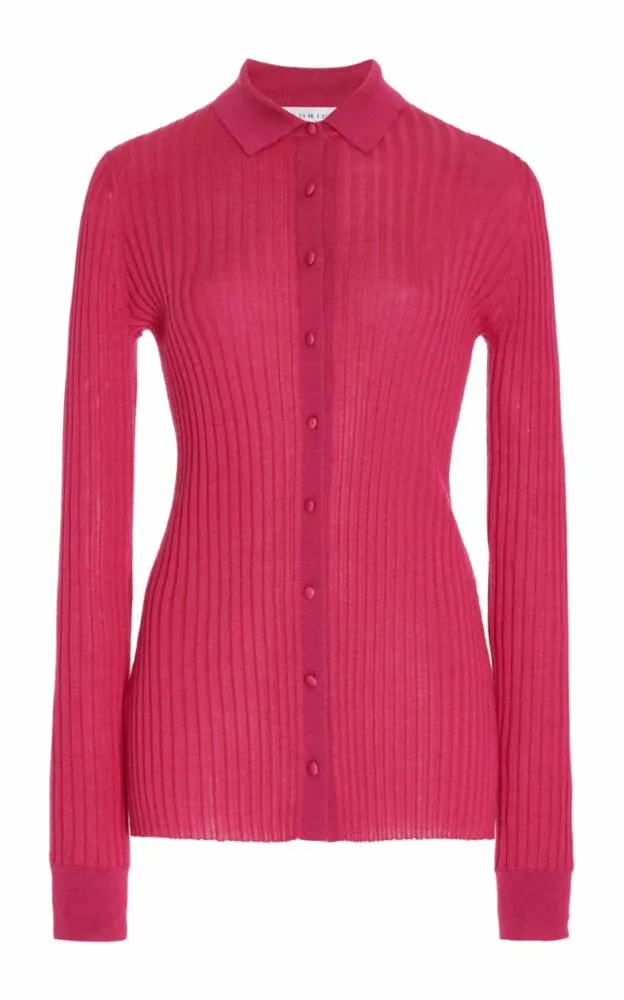 Cavalieri Knit Shirt in Fuchsia Cashmere Silk sold by Gabriela Hearst