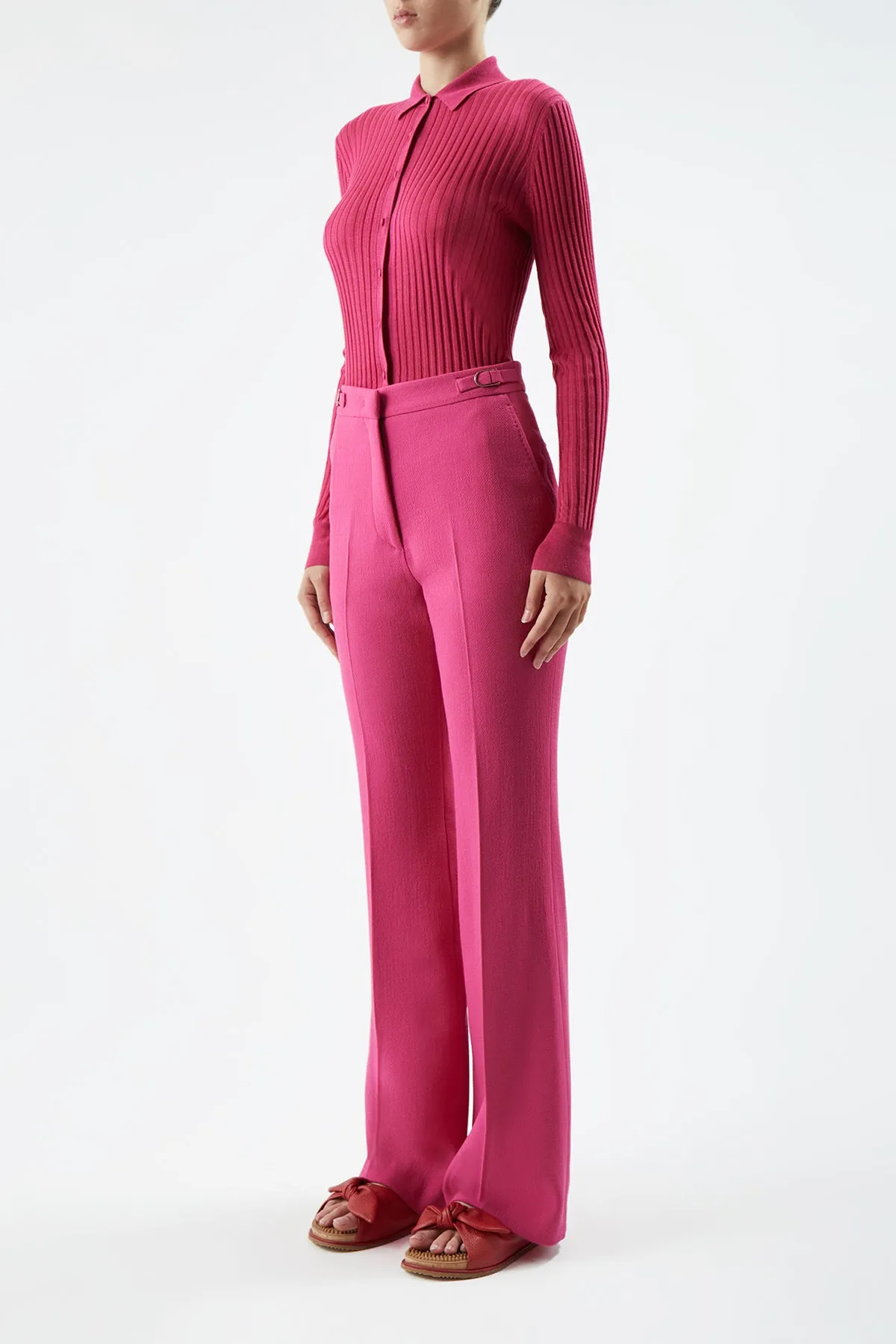Cavalieri Knit Shirt in Fuchsia Cashmere Silk sold by Gabriela Hearst product image thumbnail 3