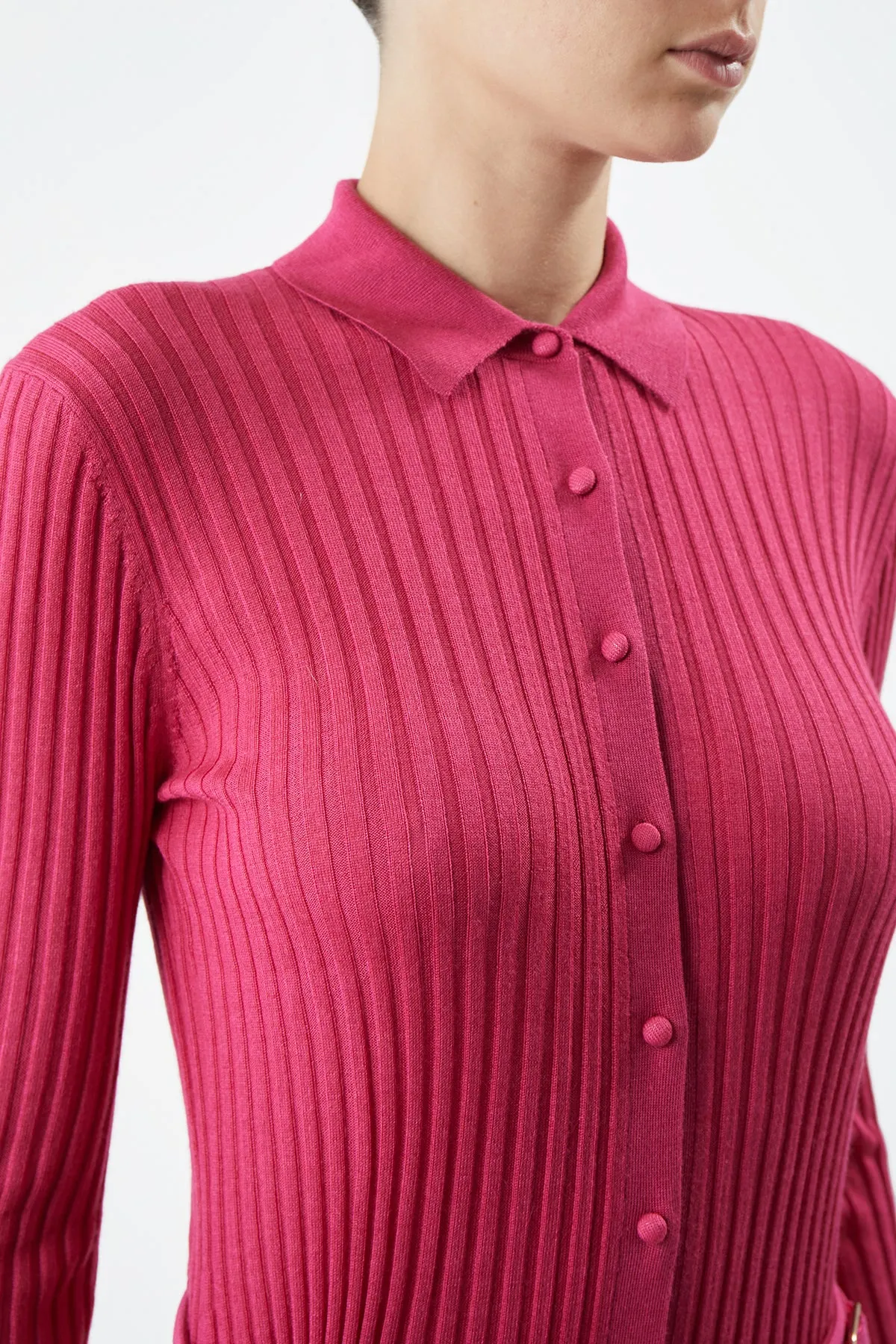 Cavalieri Knit Shirt in Fuchsia Cashmere Silk sold by Gabriela Hearst product image thumbnail 5