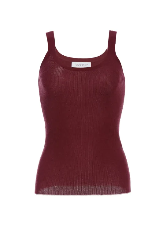 Arya Knit Tank Top in Bordeaux Cashmere Silk sold by Gabriela Hearst