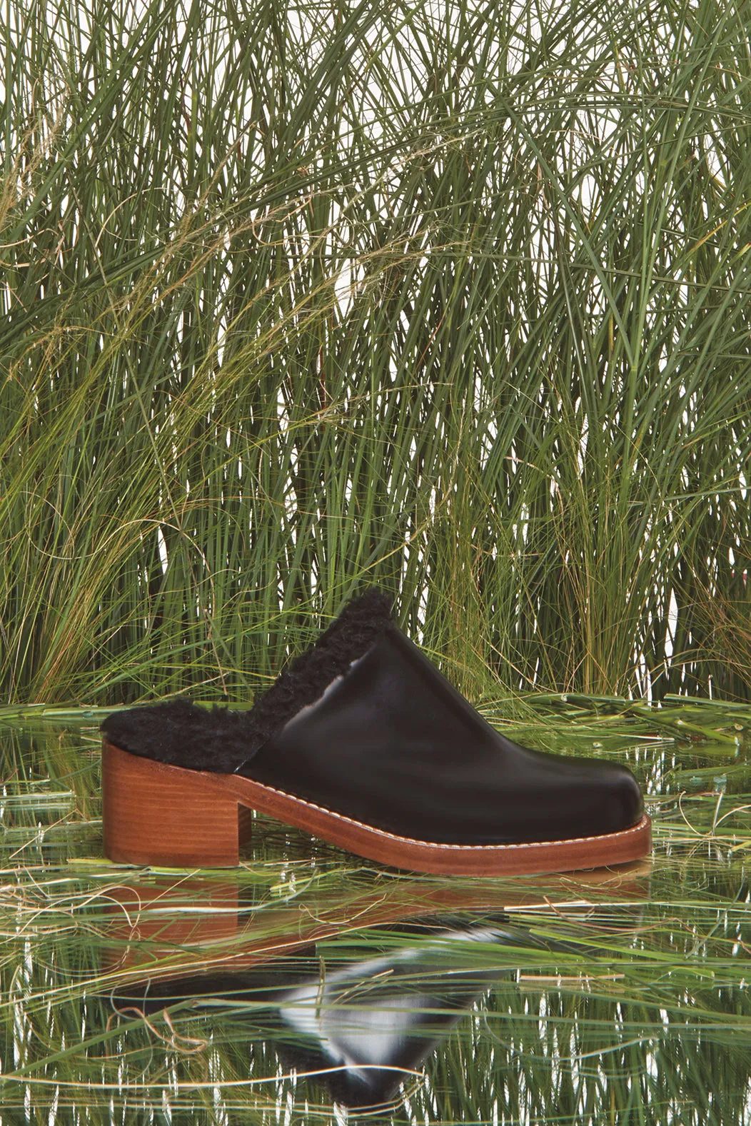 Armin Mules in Black Leather with Wool Fur sold by Gabriela Hearst product image thumbnail 5