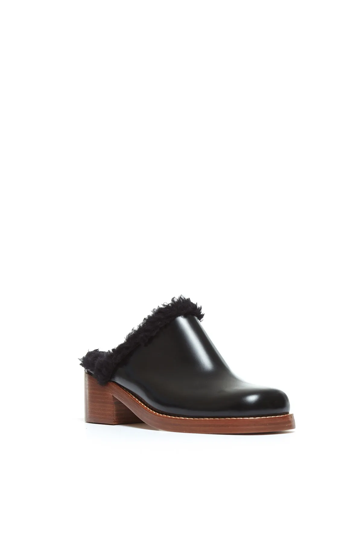 Armin Mules in Black Leather with Wool Fur sold by Gabriela Hearst product image thumbnail 2