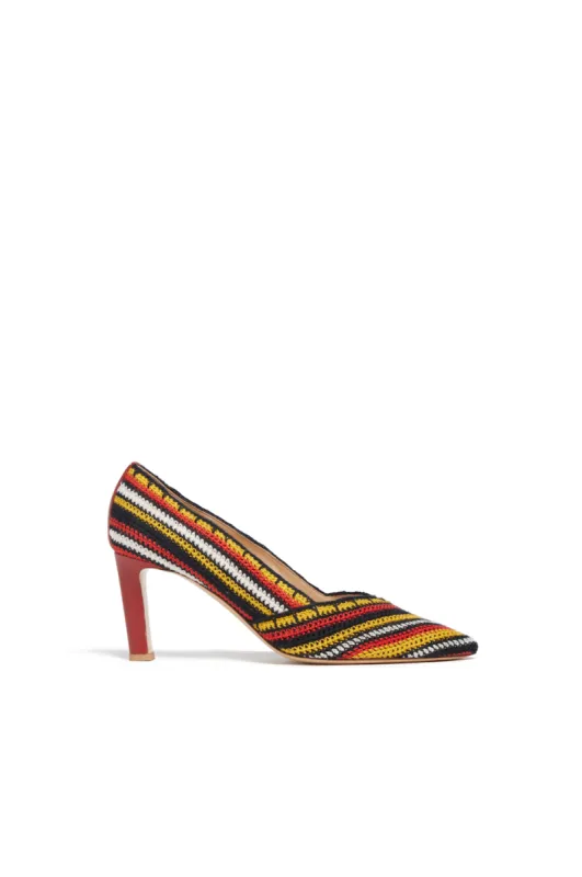 Azalea High Heel Crochet Pump in Rust Multi Nappa Leather made by Gabriela Hearst