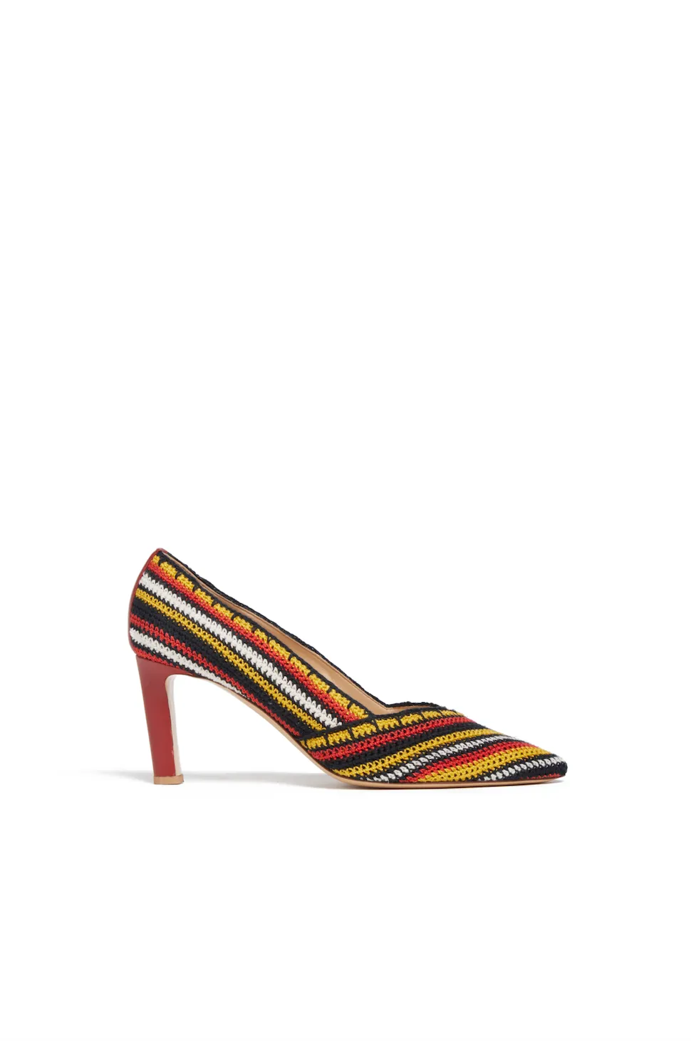 Azalea High Heel Crochet Pump in Rust Multi Nappa Leather sold by Gabriela Hearst