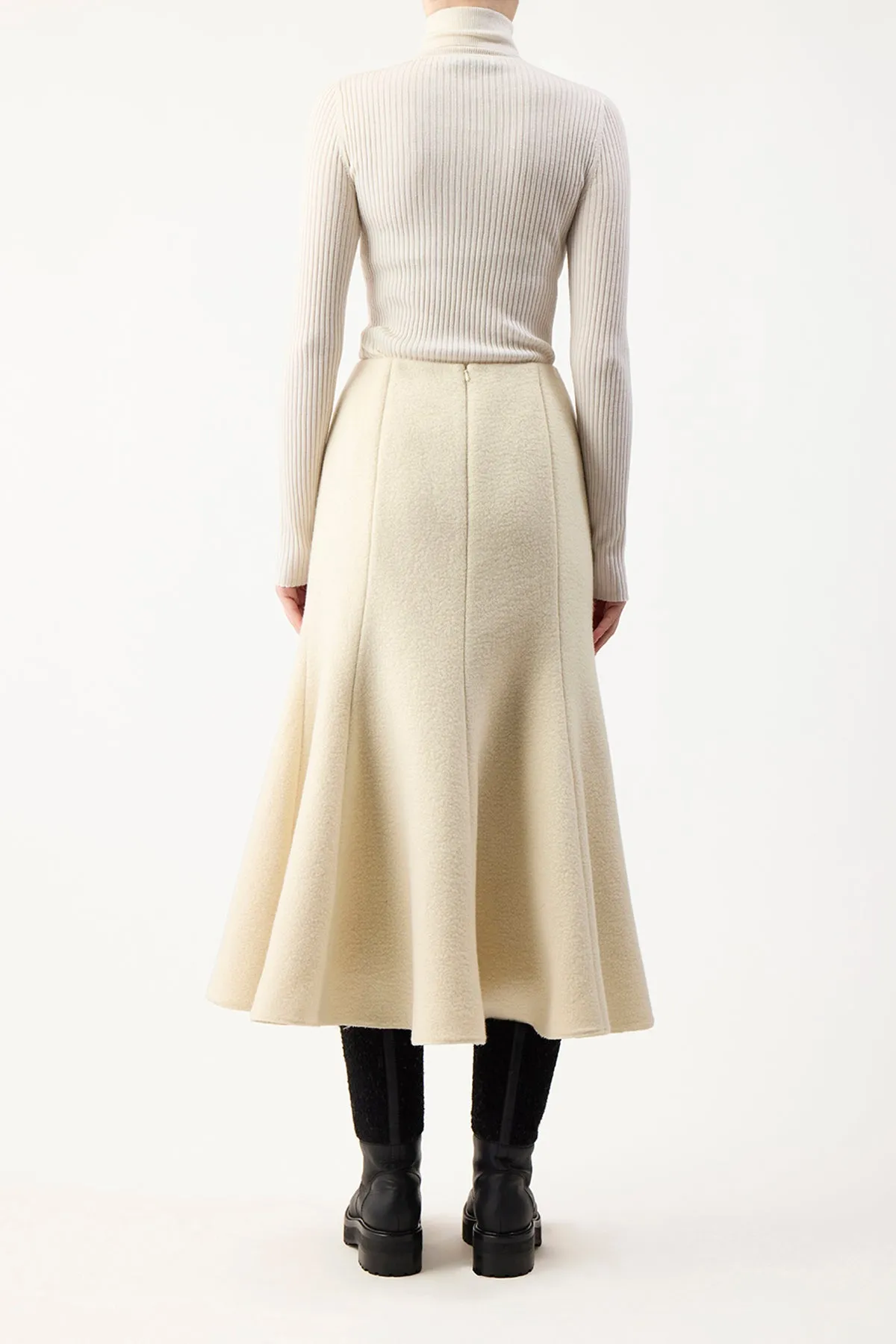 Amy Midi Skirt in Ivory Double-Face Recycled Cashmere Felt sold by Gabriela Hearst product image thumbnail 4