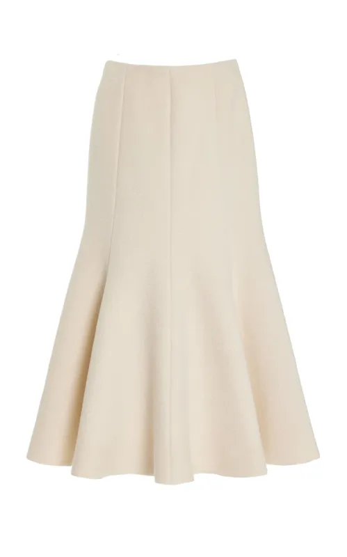 Amy Midi Skirt in Ivory Double-Face Recycled Cashmere Felt sold by Gabriela Hearst