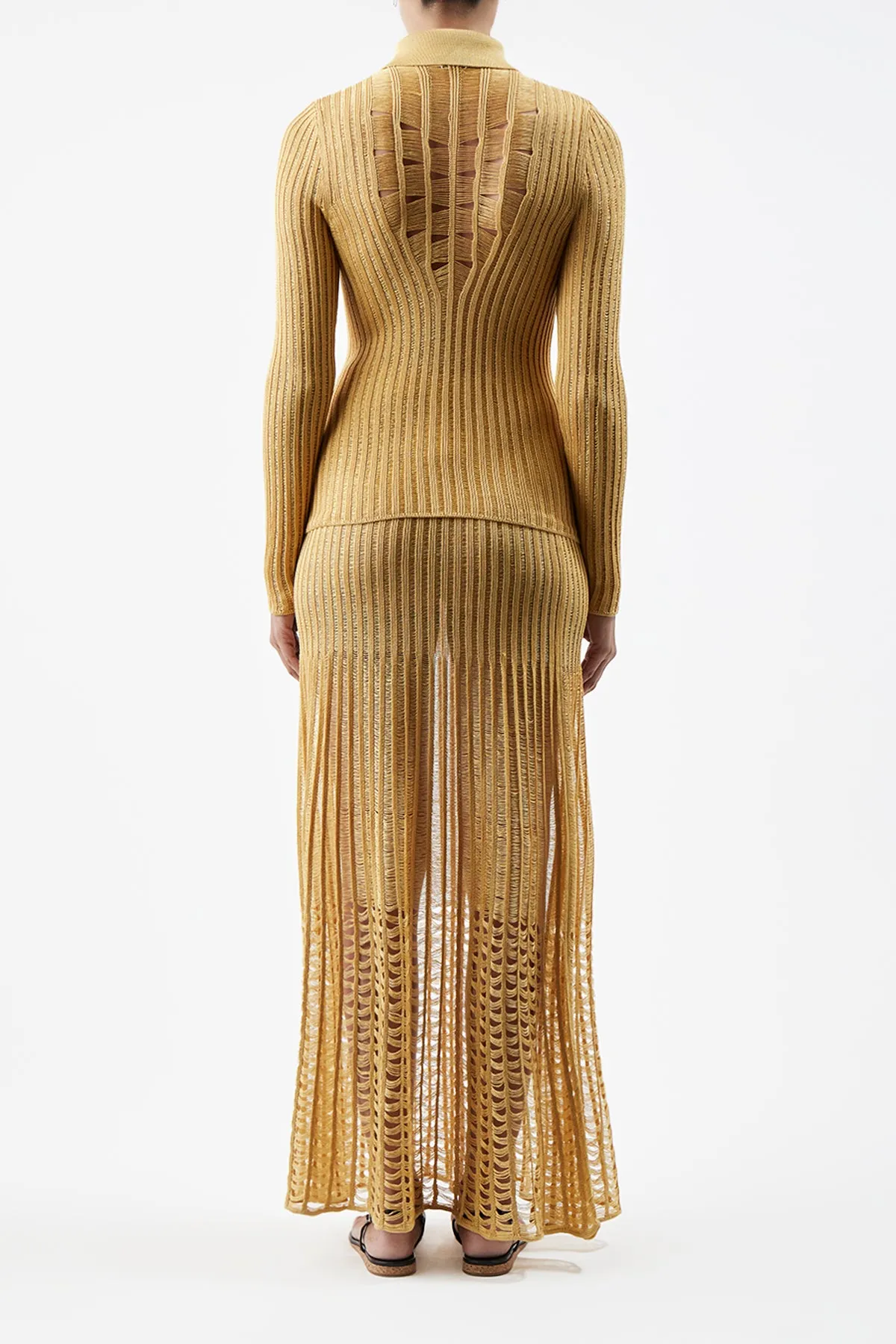 Aera Knit Shirt in Gold Shappe Silk sold by Gabriela Hearst product image thumbnail 4