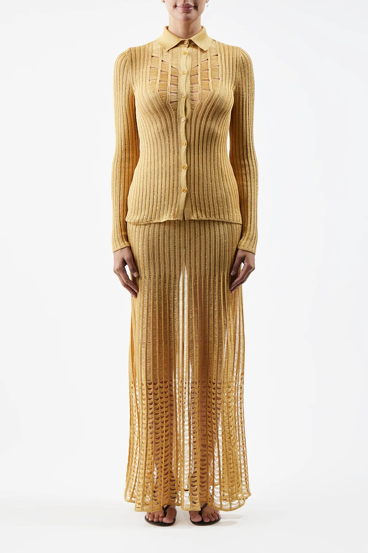Aera Knit Shirt in Gold Shappe Silk sold by Gabriela Hearst product image thumbnail 2