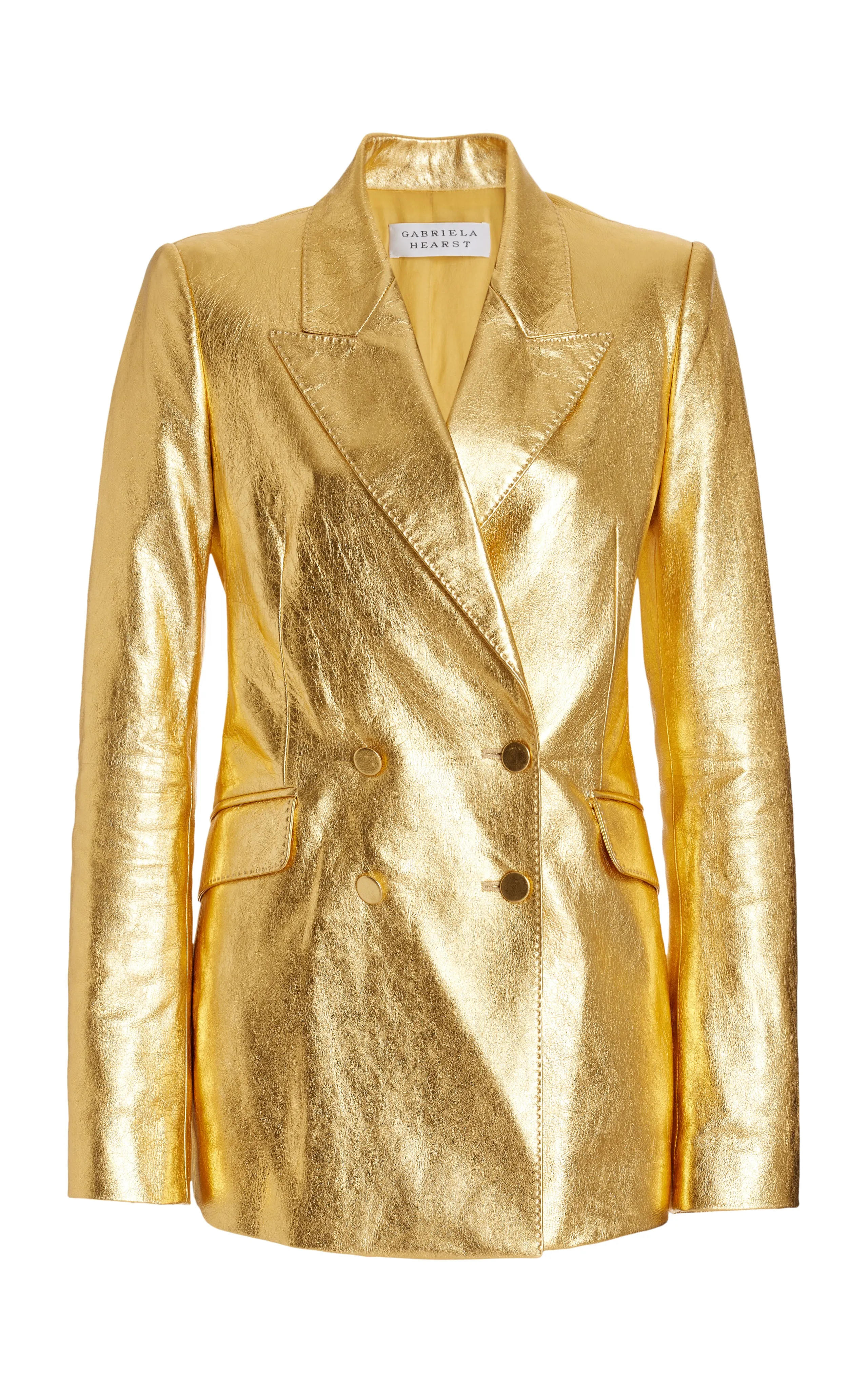 Angela Blazer in Gold Metallic Nappa Leather sold by Gabriela Hearst