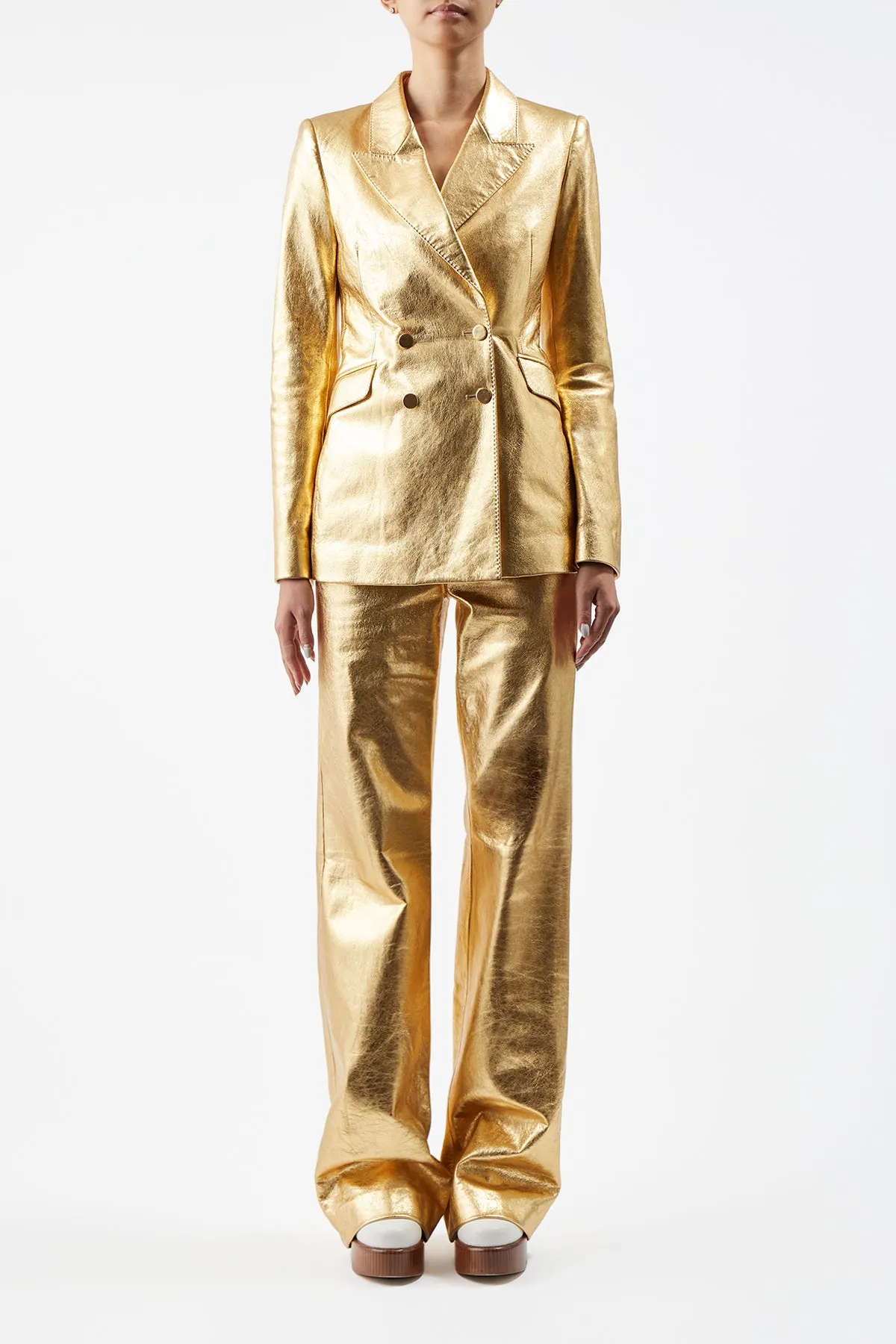 Angela Blazer in Gold Metallic Nappa Leather sold by Gabriela Hearst product image thumbnail 3