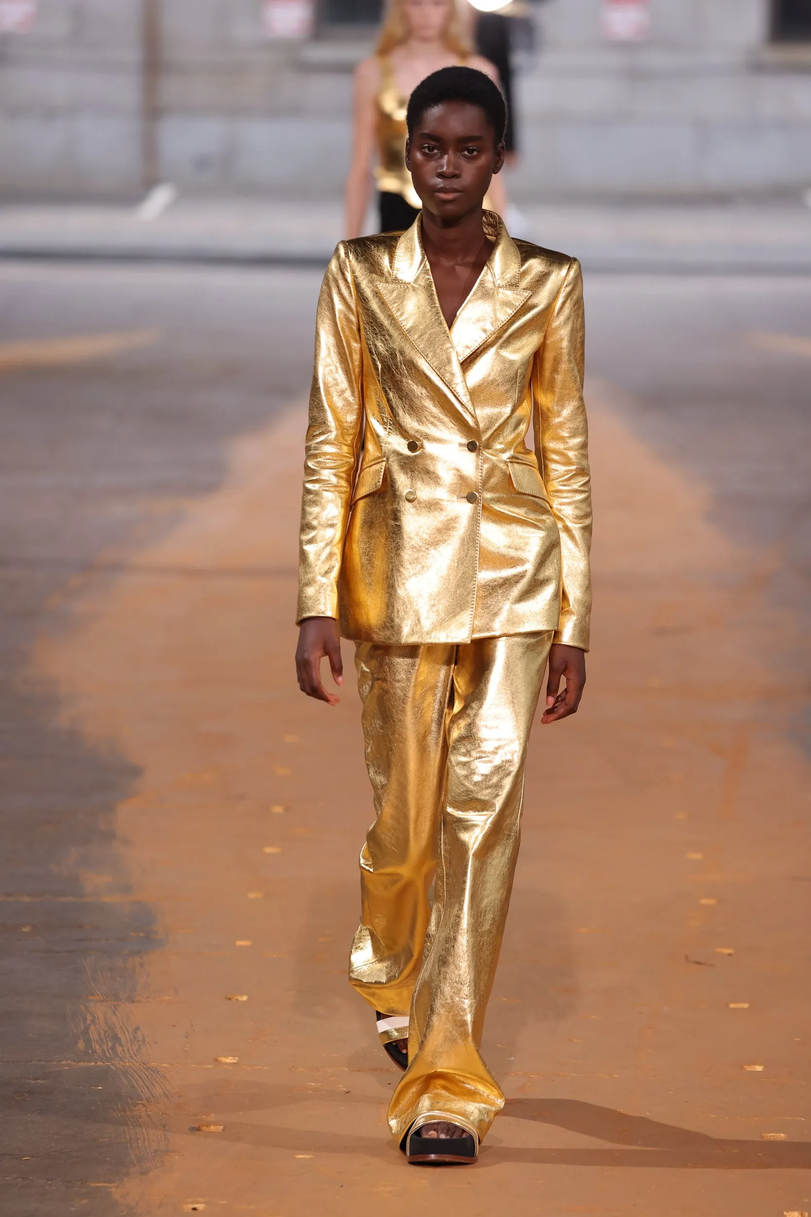 Angela Blazer in Gold Metallic Nappa Leather sold by Gabriela Hearst product image thumbnail 2