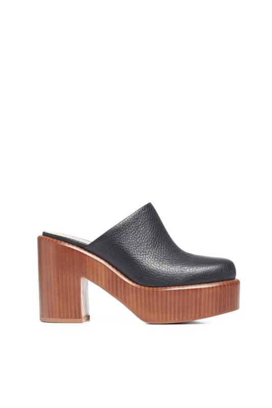 Anactoria Platform Mule in Black Textured Leather sold by Gabriela Hearst