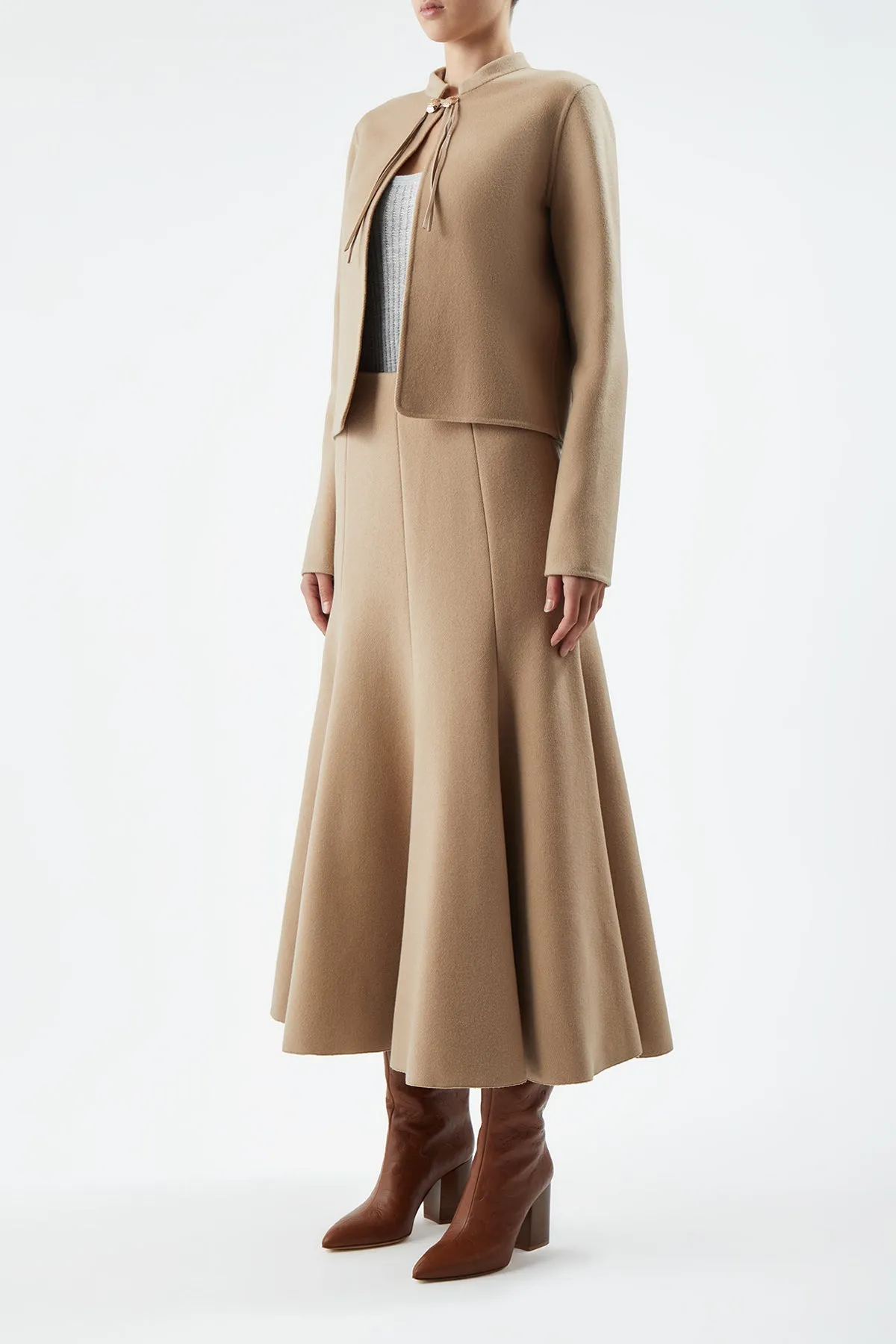 Amy Skirt in Camel Recycled Cashmere sold by Gabriela Hearst product image thumbnail 4