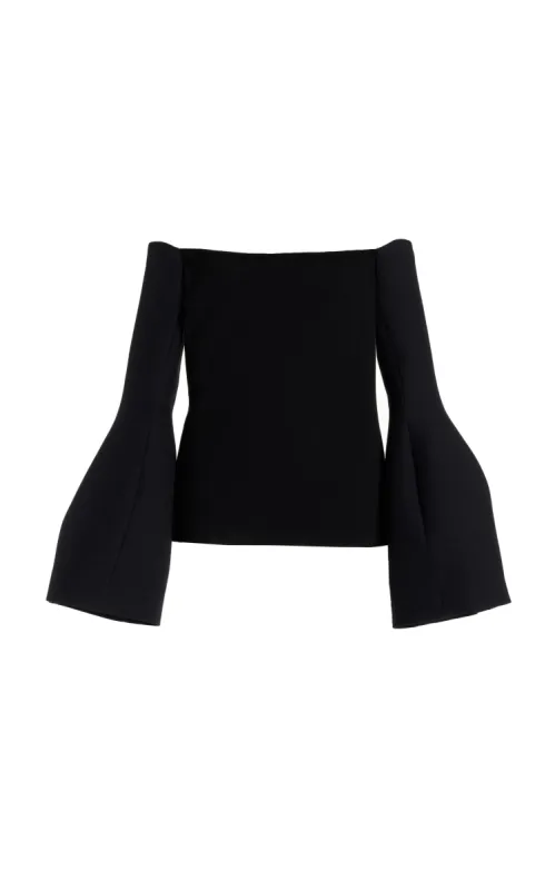 Maki Top in Black Wool Silk sold by Gabriela Hearst