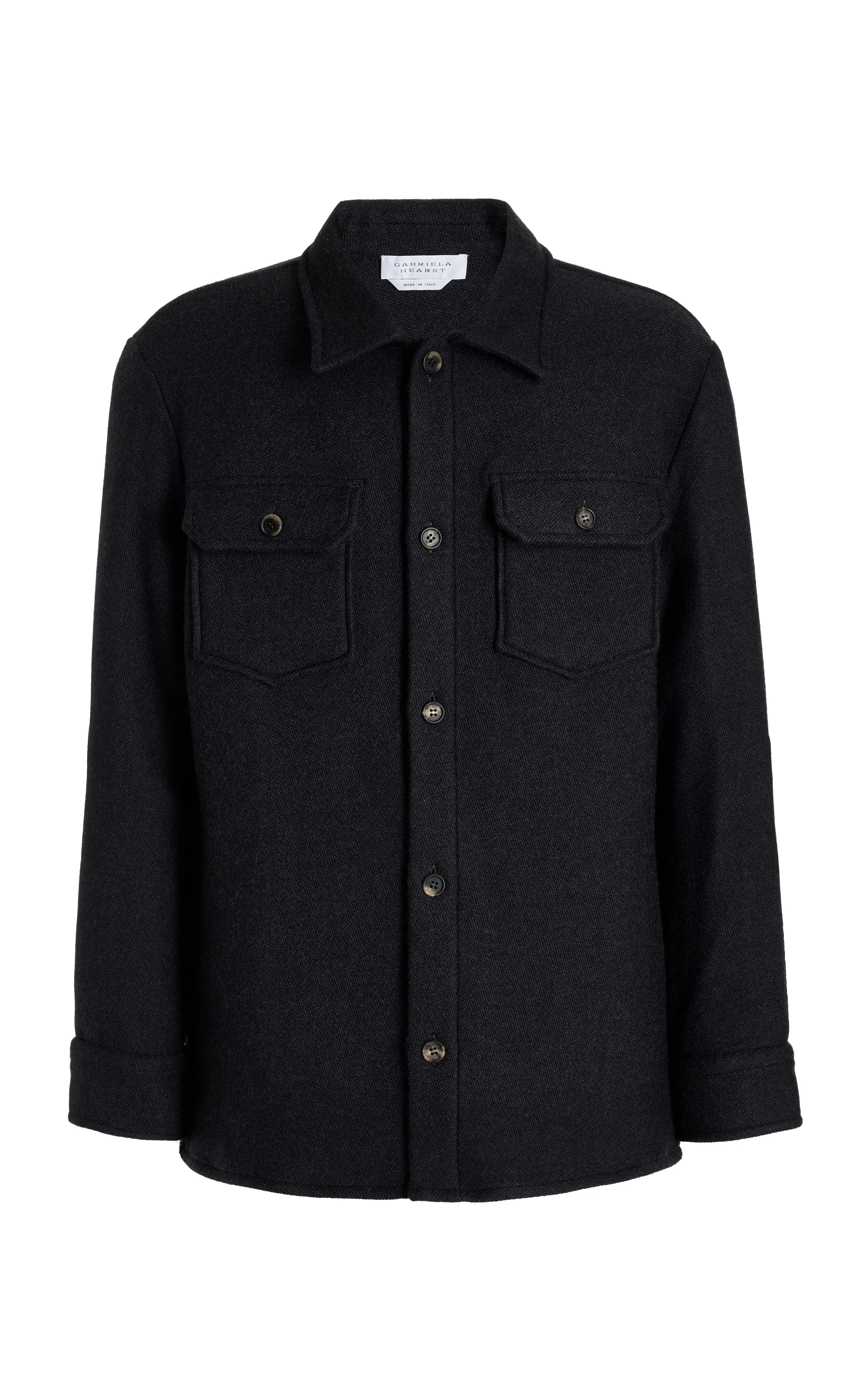Fargo Overshirt in Charcoal Virgin Wool sold by Gabriela Hearst