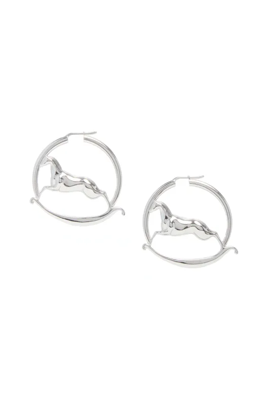 Leonora Rocking Horse Silver Hoop Earrings sold by Gabriela Hearst