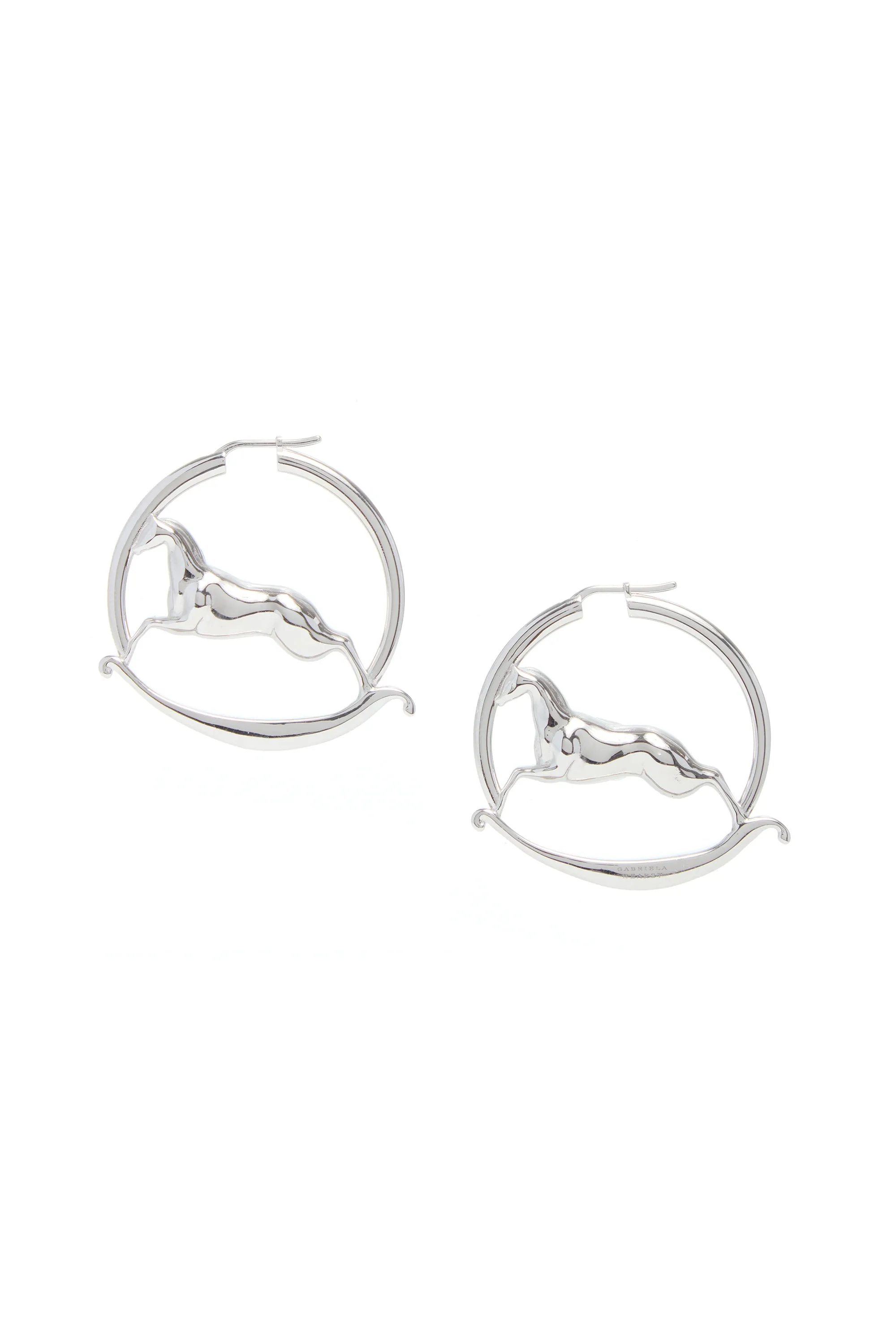 Leonora Rocking Horse Silver Hoop Earrings sold by Gabriela Hearst