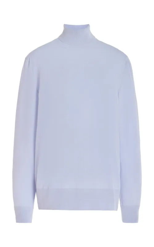 Jermaine Knit Turtleneck in Halogen Blue Merino Wool sold by Gabriela Hearst