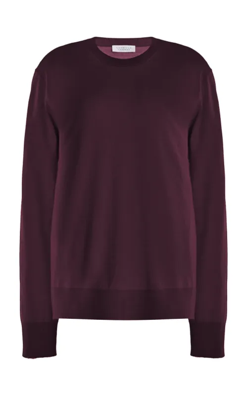Palco Knit Crewneck in Deep Bordeaux Merino Wool sold by Gabriela Hearst