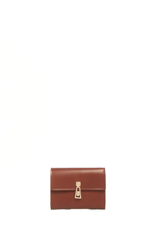 Compact Flat Wallet in Cognac Leather sold by Gabriela Hearst