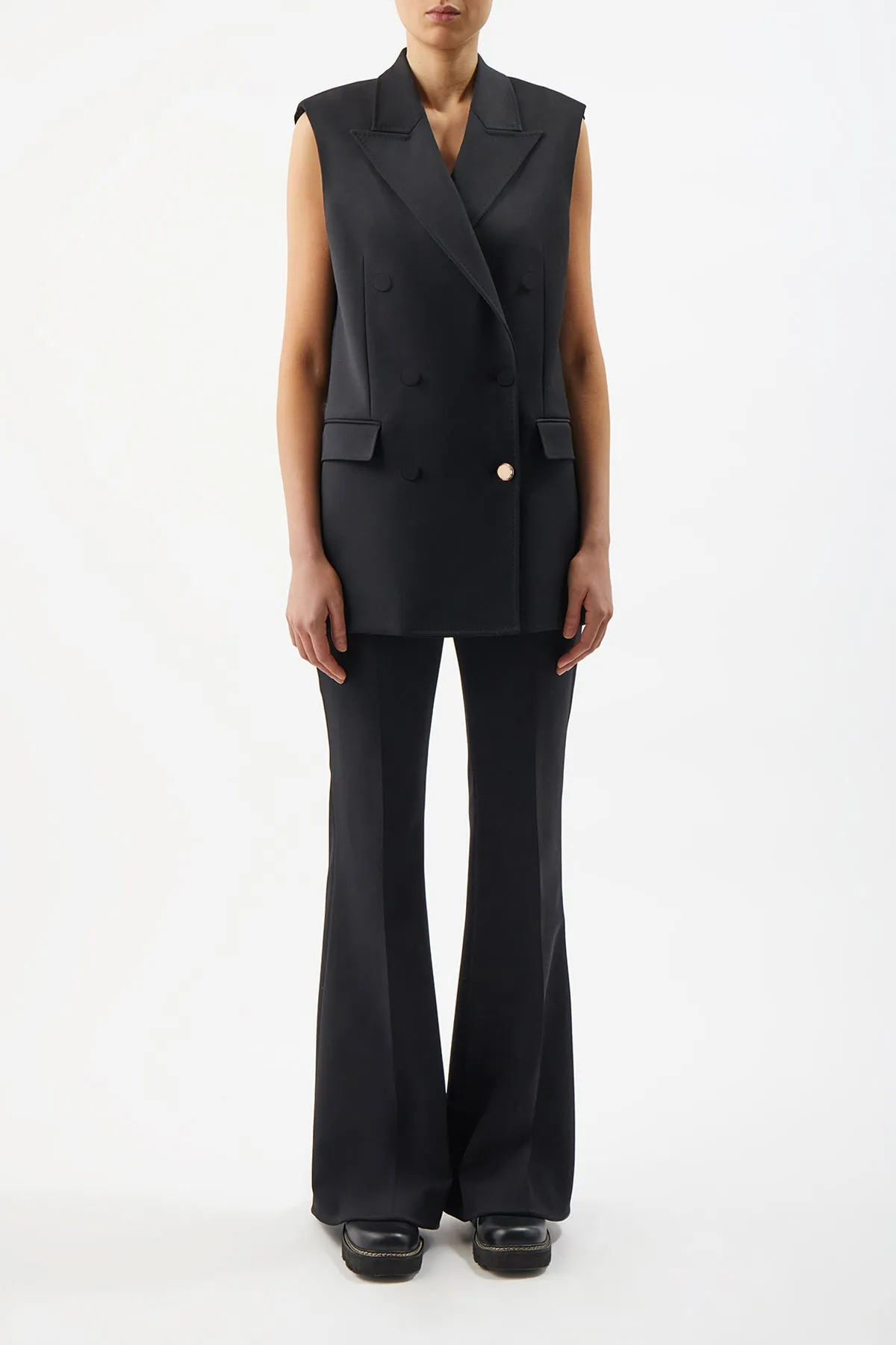 Rhein Flare Pant in Black Sportswear Wool sold by Gabriela Hearst product image thumbnail 2
