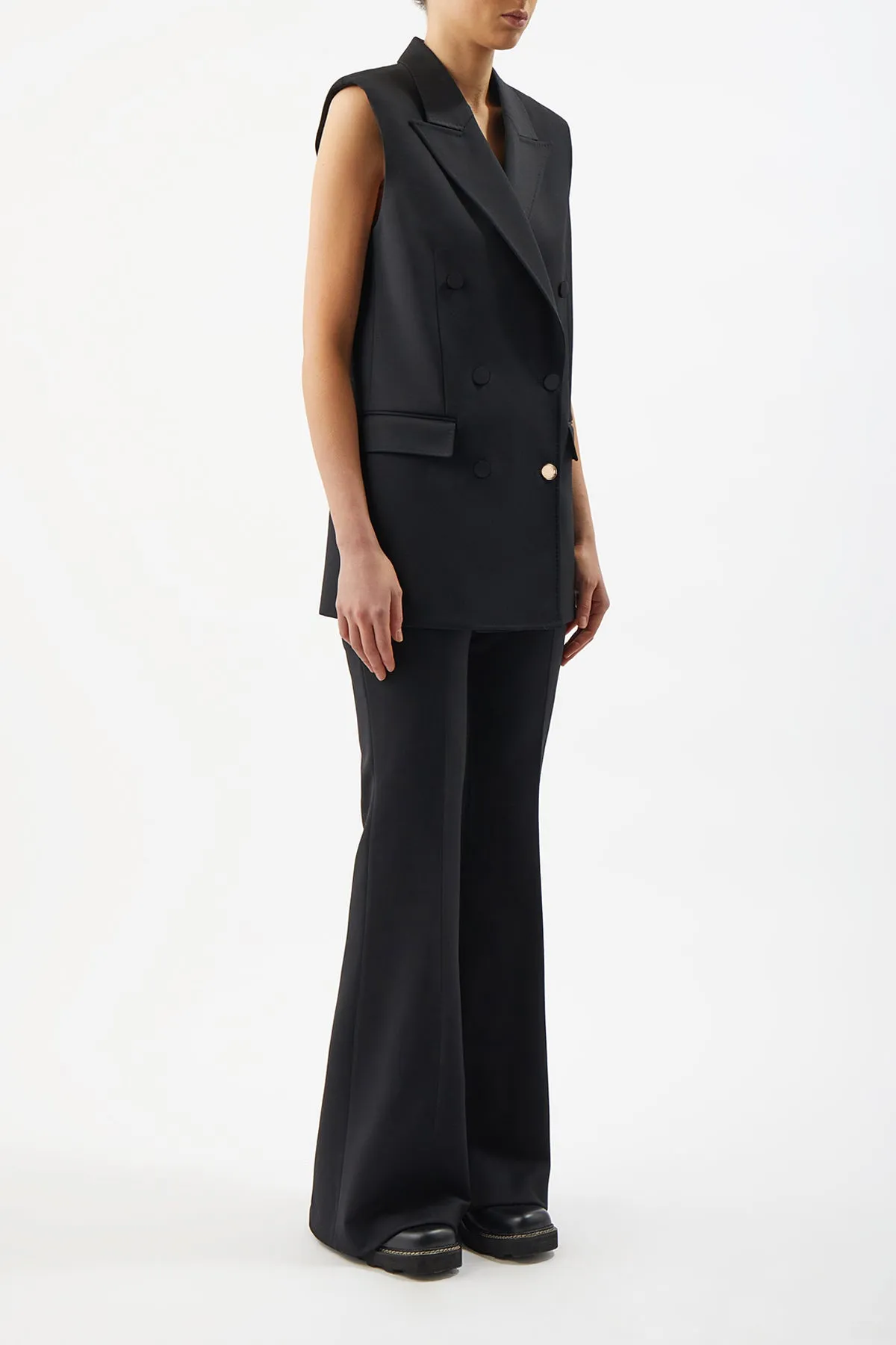 Rhein Flare Pant in Black Sportswear Wool sold by Gabriela Hearst product image thumbnail 3