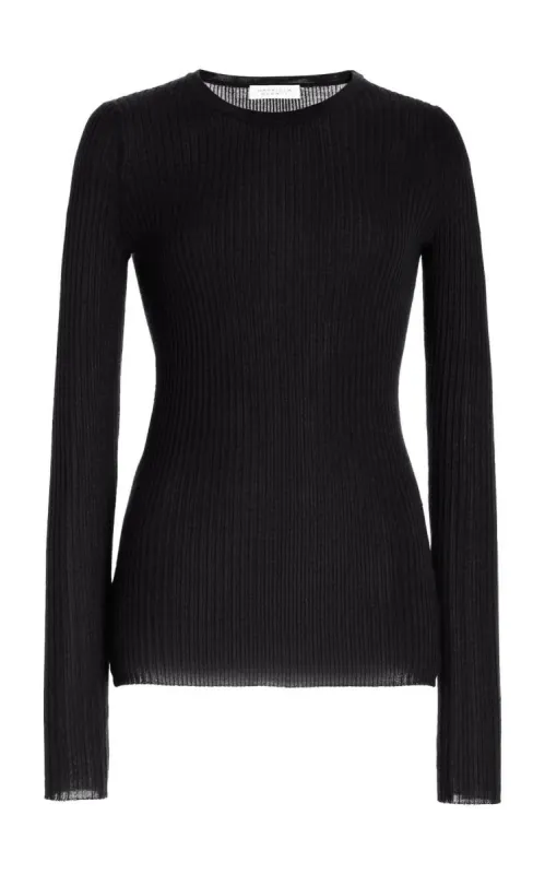 Browning Knit Sweater in Black Cashmere Silk sold by Gabriela Hearst