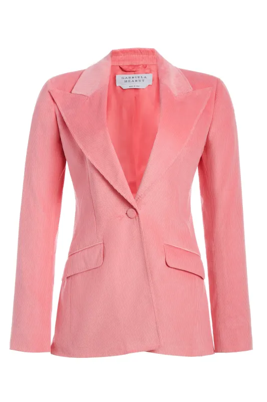 Leiva Blazer in Rosa Sea Island Cotton Corduroy sold by Gabriela Hearst
