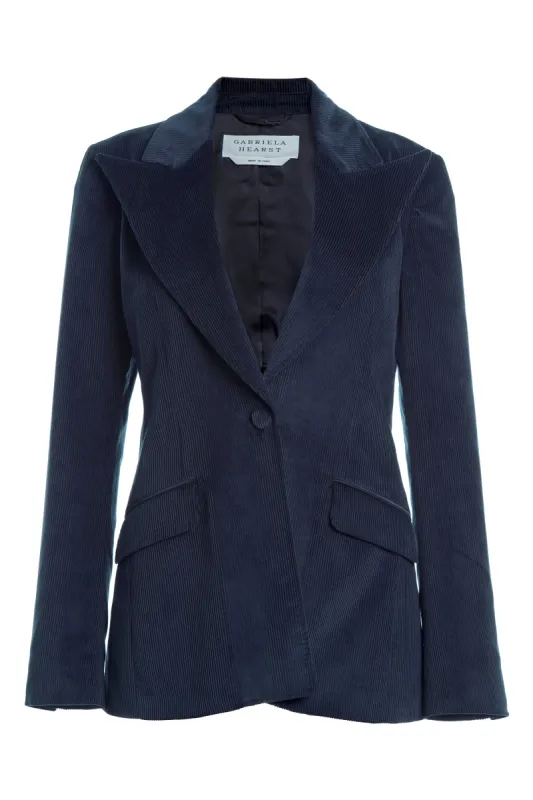 Leiva Blazer in Dark Navy Sea Island Cotton Corduroy sold by Gabriela Hearst