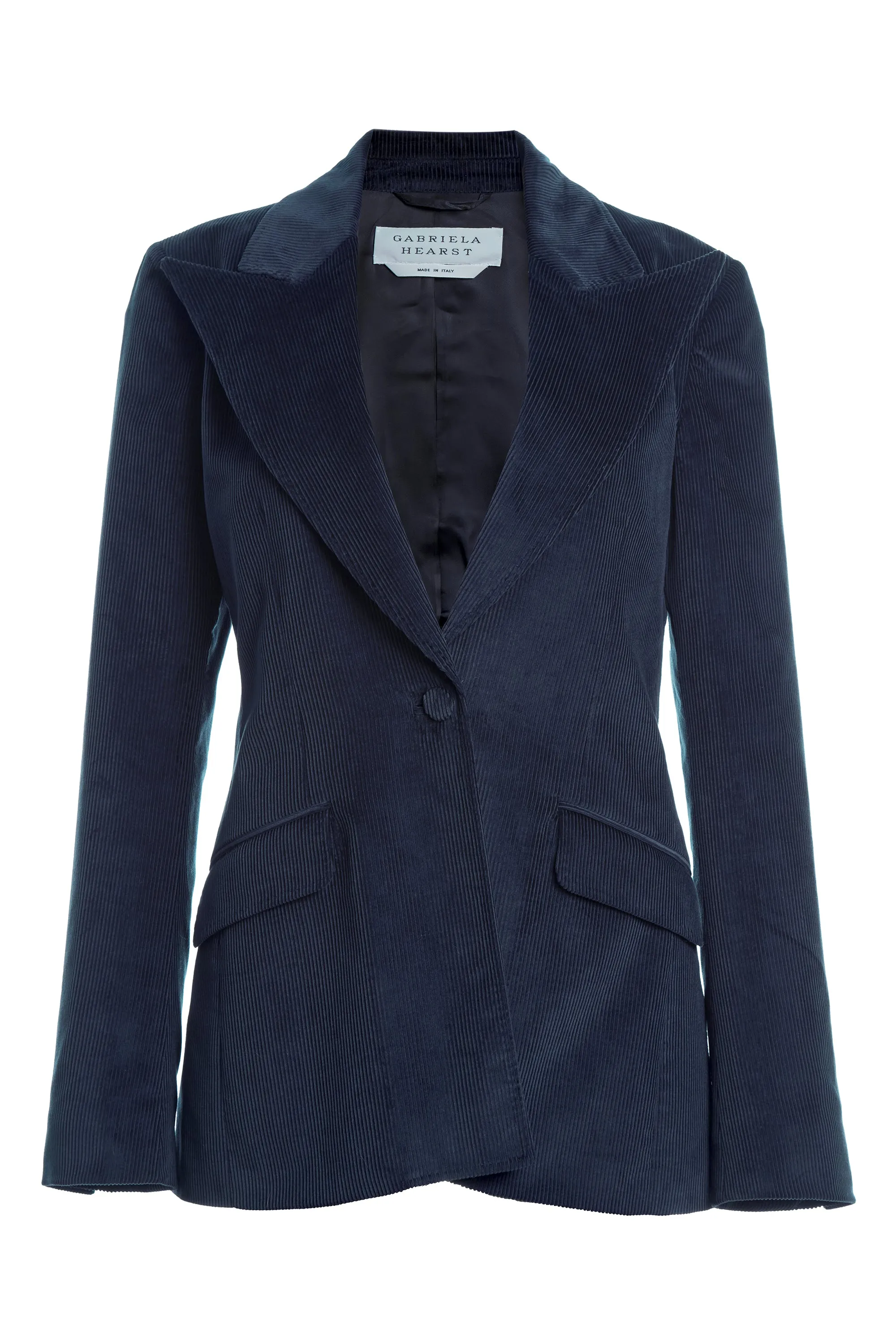 Leiva Blazer in Dark Navy Sea Island Cotton Corduroy sold by Gabriela Hearst