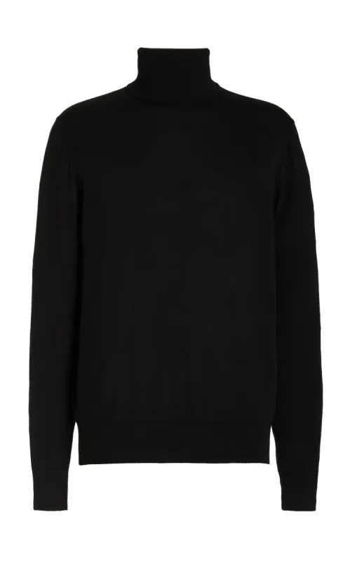 Jermaine Knit Turtleneck in Black Merino Wool sold by Gabriela Hearst