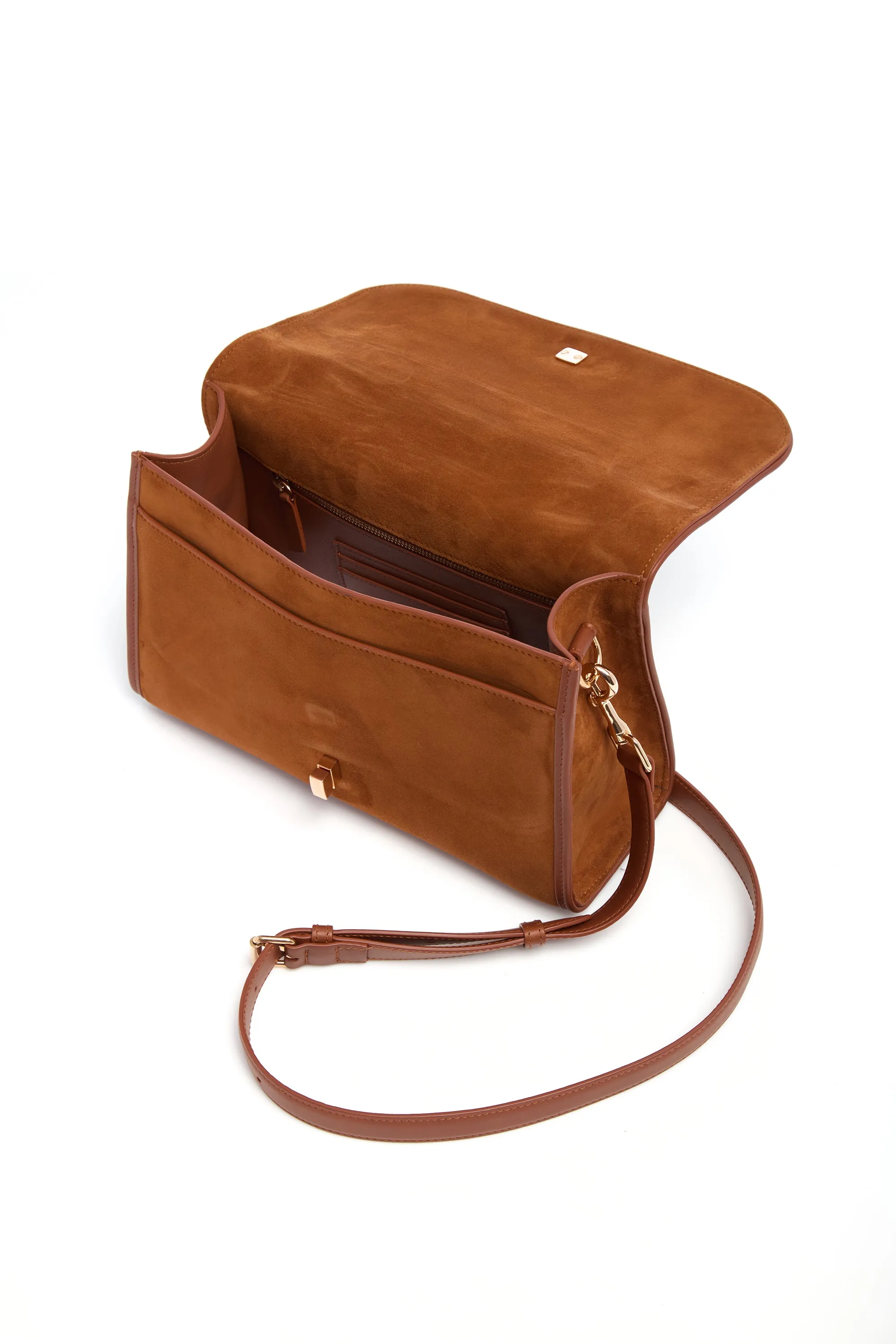 Medium Leonora Flap Bag in Cognac Suede sold by Gabriela Hearst product image thumbnail 4