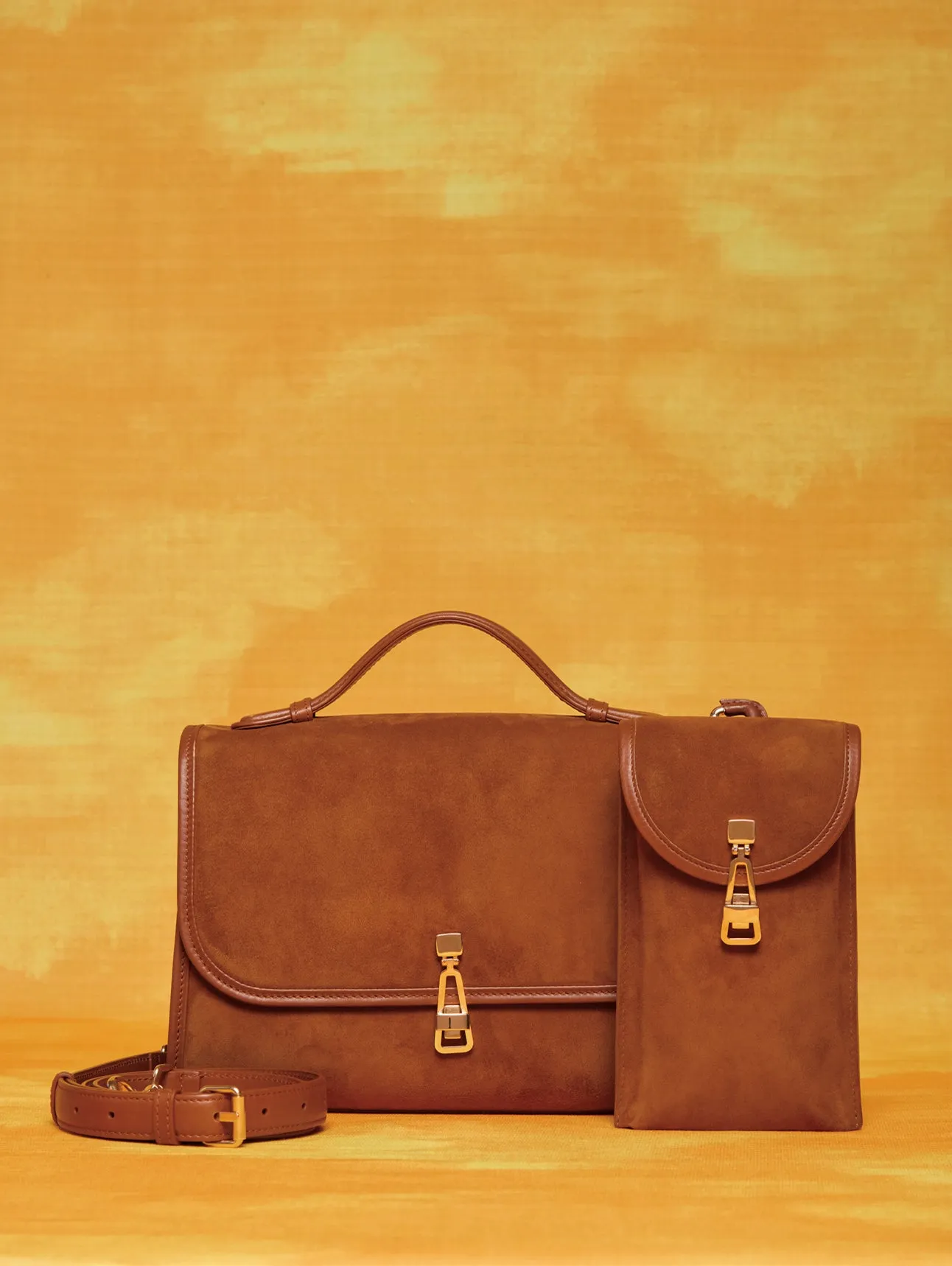 Medium Leonora Flap Bag in Cognac Suede sold by Gabriela Hearst product image thumbnail 5