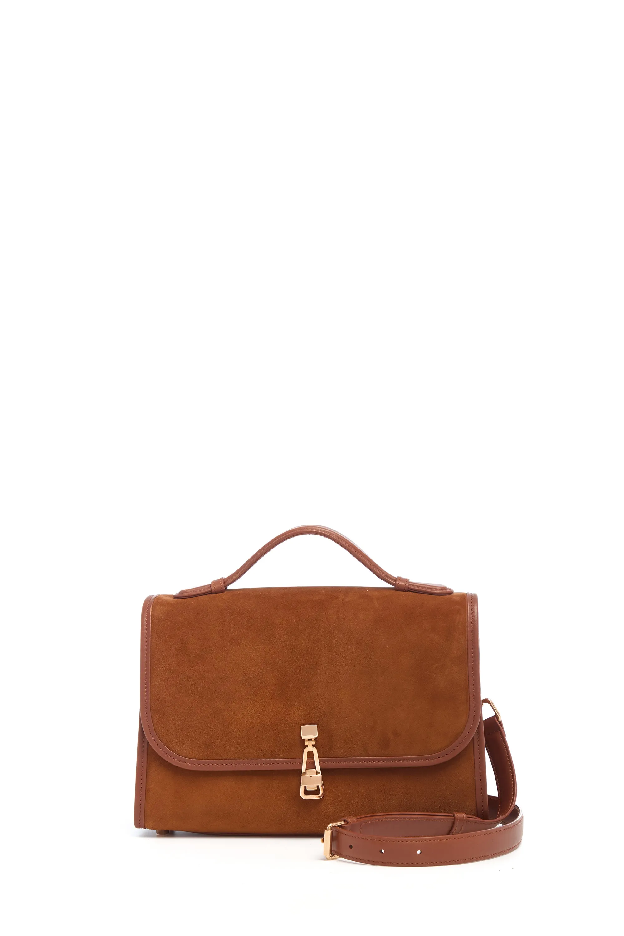 Medium Leonora Flap Bag in Cognac Suede sold by Gabriela Hearst