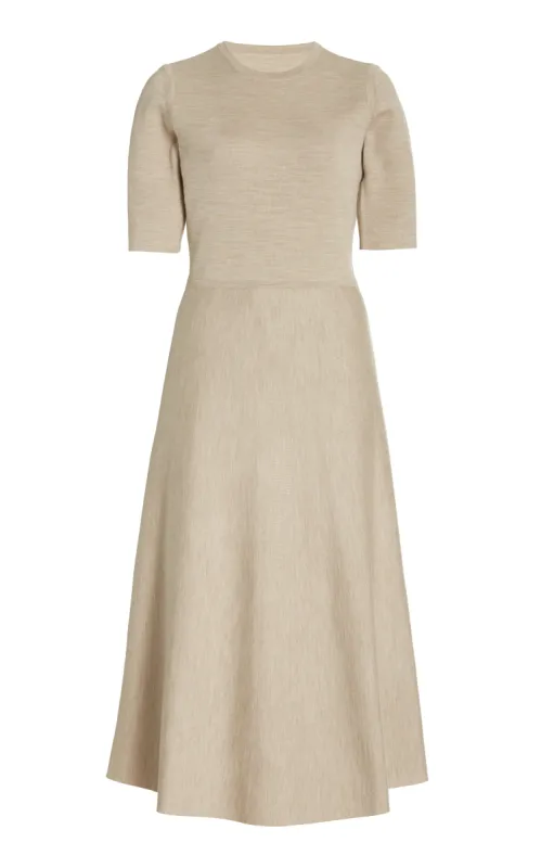 Seymore Knit Midi Dress in Oatmeal Merino Wool Cashmere sold by Gabriela Hearst