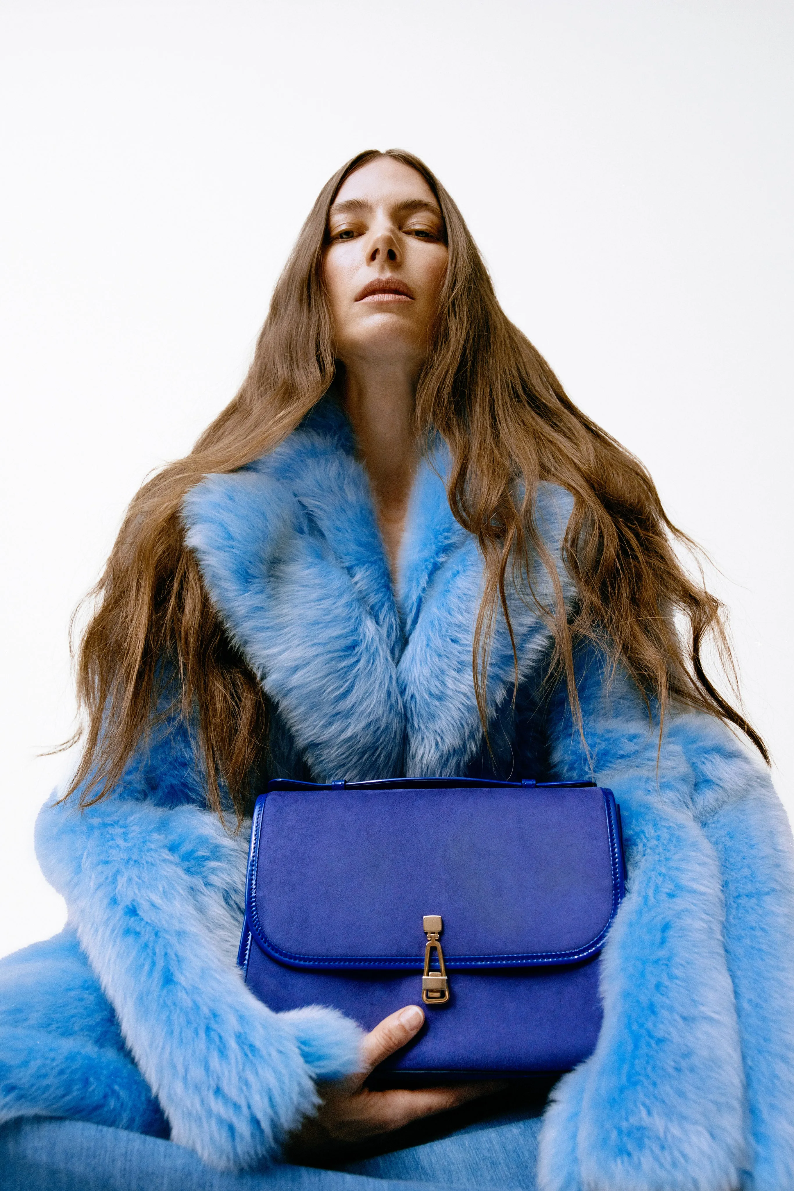 Medium Leonora Flap Bag in Cobalt Suede sold by Gabriela Hearst product image thumbnail 2